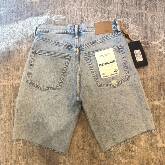 Rag & Bone Light Blue Bermuda Denim Shorts - Picture 3 of 5
